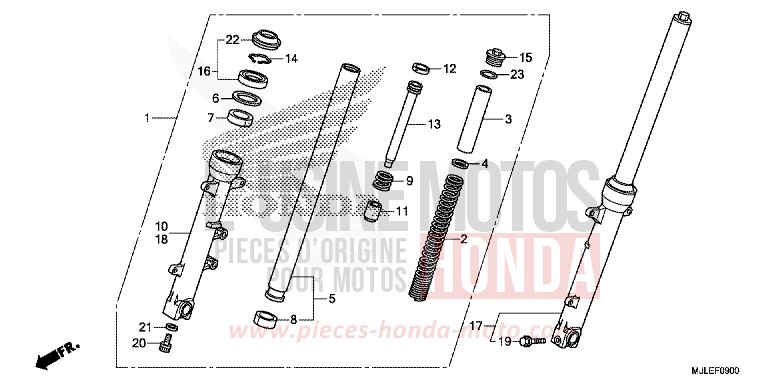 FOURCHETTE AVANT de NC700S DCT CANDY ARCADIAN RED (R305) 2014